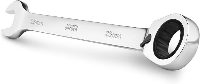 Jaeger 25 mm Reversible Ratchet Wrench, 15° Offset, 12-Pt, Metric