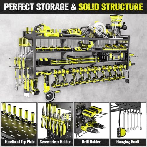 49.8" Power Tool Organizer Wall Mount,Holds 14 Cordless Drills