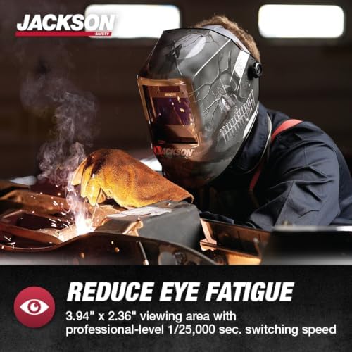 Jackson Safety Premium Graphic Welding Hood with Digital ADF - Ultra Lightweight Auto Darkening Welding Helmet - ANSI Z87.1 (Multiple Styles)