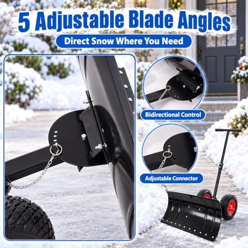 Snow Shovel with Wheels, 29.1" Wide Blade (Single Rod)