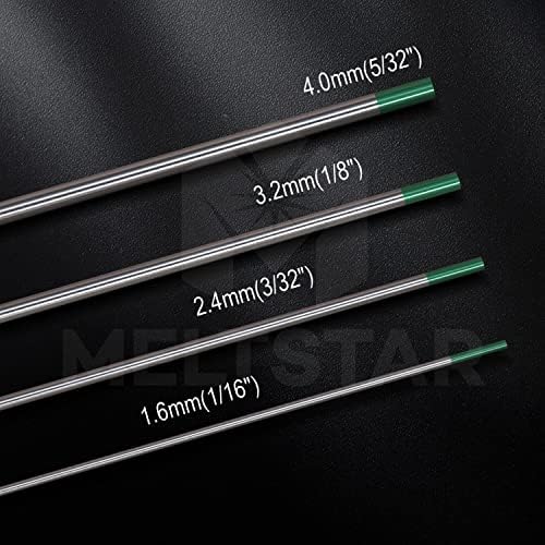 TIG Welding Tungsten Electrodes Pure Tungsten 3/32” x 7” (Green, WP) 10-Pack