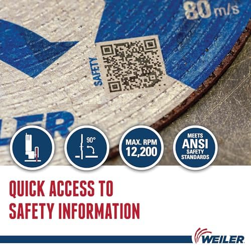 Weiler 58111 5 Inch Cutting Wheel, Tiger Inox Stainless Steel Contaminant-free High Performance Cutting, .045" INOX60S Type 27 7/8" Arbor, Pack of 25