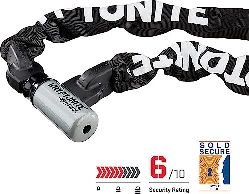 Kryptonite Kryptolok 912 Bike Chain Lock, 4 Feet Long 9mm Steel Chain Heavy Duty Anti-Theft Sold Secure Gold Bicycle Chain Lock with Keys for Bike, Motorcycle, Scooter, Bicycle, Door, Gate, Fence