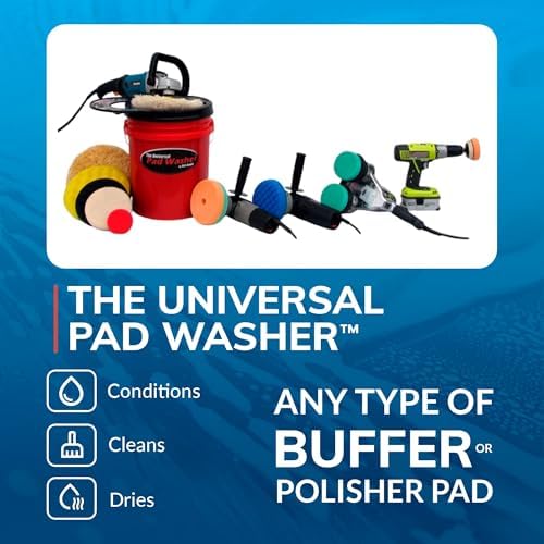 GRIT GUARD Universal Pad Washer Kit - Polishing Pad Cleaner Compatible with Dual Action Rotary and Orbital Polisher Foam, Wool, Microfiber, Felt Disc - Made in the USA