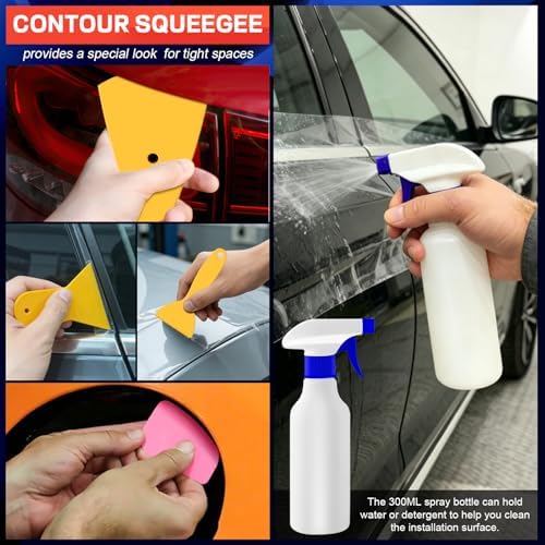 80PCS Window Tint Kit Vinyl Wrap Tool for Car Tinting Tools witn Storage Bag,Bulldozer Squeegee,Windshield Back Tint Scraper, Small Rubber Squeegee, Wrap Stick for Car Wrapping Film Installation