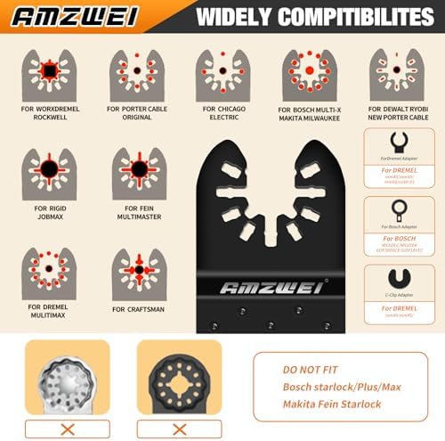 AMZWEI 50PCS Multi Tool Blade Kits Metal Wood Cutting, Professional