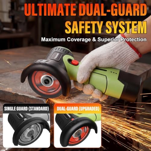 TEENO Brushless Cordless Angle Grinder 3", 16.8V Cut-Off Tool, LED, Green