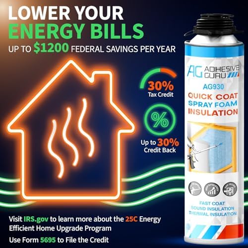 QuickCoat Closed Cell Spray Foam Insulation Kit for Wall–36x32.8oz(930g) Covers 720 Board Ft–DIY Expanding Sealant Set, Insulates Heat&Sound, Fills Gaps&Cracks–36 Foam Cans, Cleaner, Gun&Safety Gear