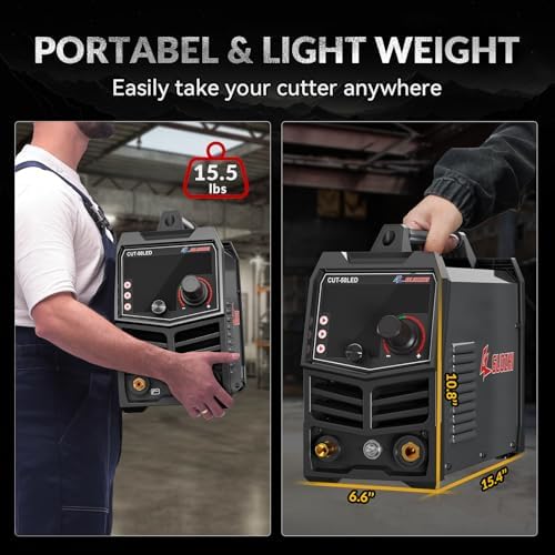 Plasma Cutter, 50Amp 110/220V Dual Voltage IGBT Inverter Plasma Cutting Machine, [Pilot Arc][Large LED Display][Air Sensor] 1/4" Clean Cut 3/4" Max Cut, 2T/4T for Beginners DIY (CUT-50LED)