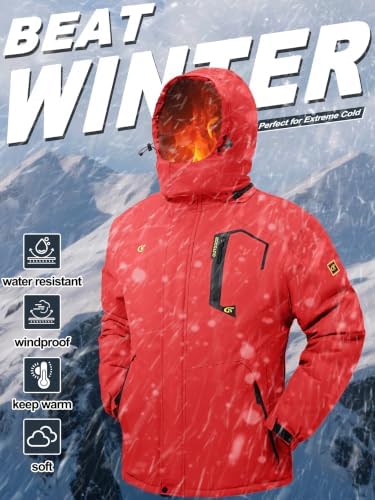 QPNGRP Mens Waterproof Ski Snowboard Jacket Winter Windproof Snow Coat