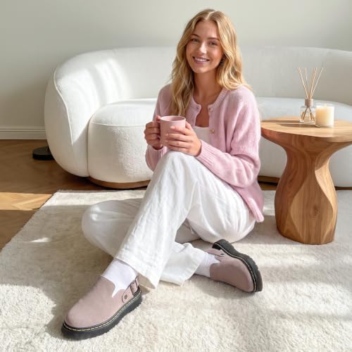 Athlefit Women's Slip On Suede Clogs with Back Strap
