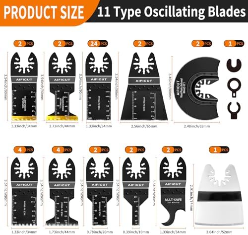 AIFICUT 50pcs Oscillating Saw Blades Multitool Blades Quick Release Oscillating Tool Blades Kits Compatible with Dewalt Ryobi Milwaukee Rockwell Fein Makita