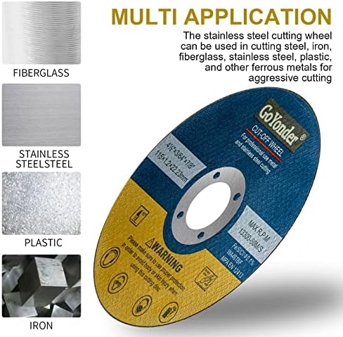 GoYonder 10 Pack 4.5" Cutting Wheel for Metal, Stainless, Steel 4-1/2" x 0.045 x 7/8-Inch Ultra Thin Cut-Off Wheel for Angle Grinders-blue