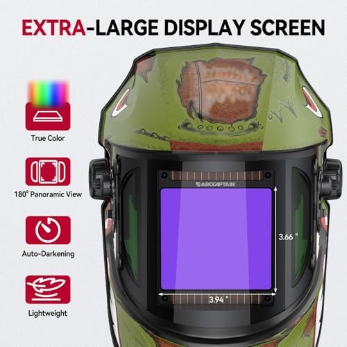 ARCCAPTAIN Welding Hood, 180° Panoramic View Auto Darkening Welding Helmet