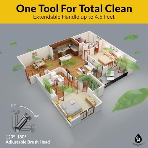 Pursonic Electric Spin Scrubber – Cordless Cleaning Tool with 7 Brush Heads, Heavy Duty Bathroom Tile Cleaner & Floor Scrubber for Tub, Sink, Wall, Kitchen, Car & Household Cleaning