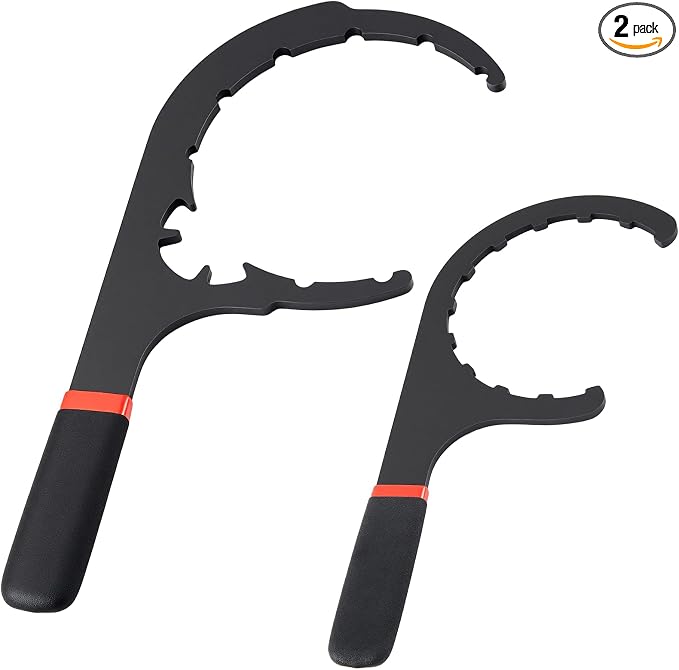 2 Pcs 4.6'' & 5'' Fuel Filter Wrench Set Compatible with Various Fuel Filter Sizes Include Water Separator, Engines, Red and Black