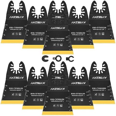 AMZBSAW 12PCS 68MM Titanium Oscillating Blades for Metal, Wood & Plastic