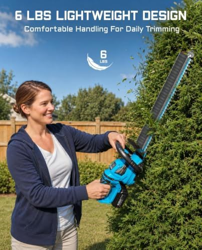 SEESII 22" Hedge Trimmer Cordless, 20V Electric Bush Trimmer, 2 Batteries