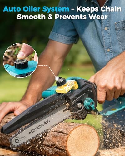 6 inch Mini Chainsaw Cordless for Wood Cutting, 1000W Brushless Motor,