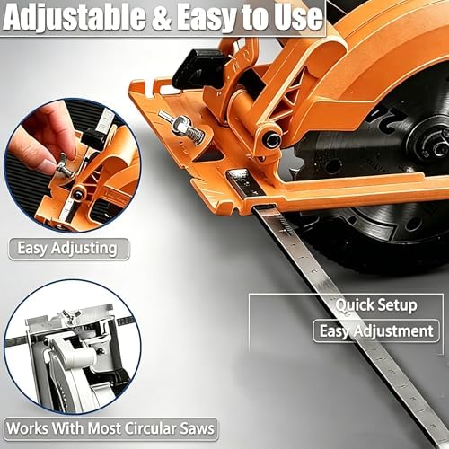 12 Inch Circular Saw Guide, Circular Saw Guide Rail with Roller Guide and Positioning Calipers, Adjustable Rip Fence for Circular Saw, Straight Edge Cutting Guide for Woodworking and DIY Projects