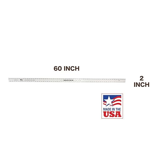 Mayes 10210 60 Inch Straight Edge Aluminum Ruler, Heavy Duty 60 Inch Ruler with Standard Measurements, Extra Thick Precision Straight Edge, Made in USA