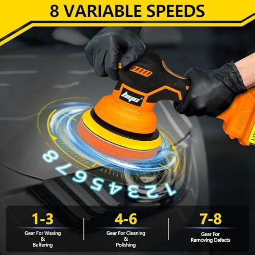 Cordless Car Buffer Polisher for Dewalt 20V Battery, 6 Inch Portable Orbital Buffer Polisher Kit, 8 Variable Speed Car Polisher for Car Detailing/Polishing/Waxing (Battery Not Include)