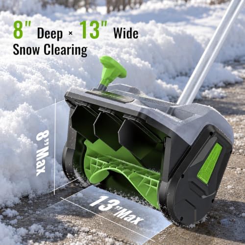 Cordless Snow Shovel, 13" Electric Snow Blower 20V, 4 Ah Battery 300lb/min Snow Removal, 19FT Throw Distance, Lightweight 12lb for Driveway/Steps/Patio/Sidewalk