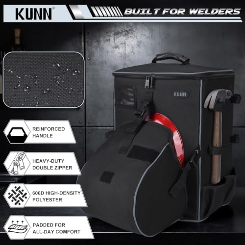 KUNN Welding Backpack, 41L Welder Bag with Helmet Holder for Tools & Helmet