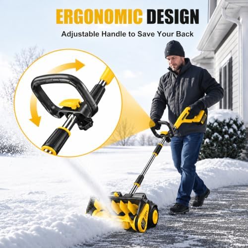Litekon 40V Brushless Cordless Snow Shovel, 17-Inch Electric Snow Blower with 2X 4.0Ah Batteries Snow Removal with 30FT Throw Distance for Patio, Deck, Driveway,Yellow