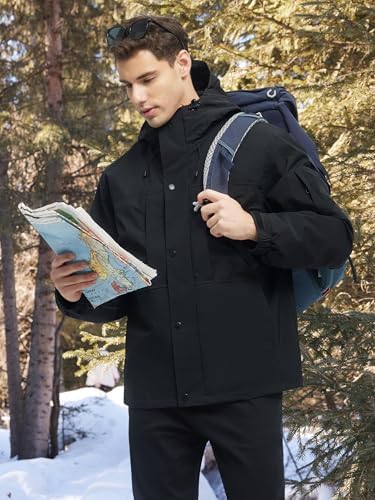 VOPOKER Mens 3 in 1 Winter Coats Waterproof Warm Fleece Jacket With Multi-Pockets