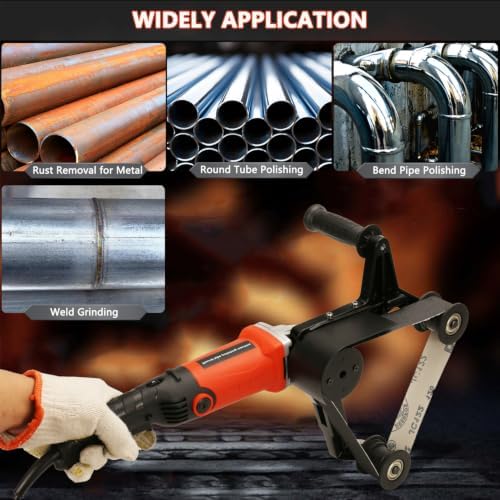 Pipe Tube Polisher Sander,800W Pipe Belt Sander with 6 Variable Speeds,Belt Grinder with 30Pcs Sanding Belts,Professional Polishing Tool for Rust Removal.