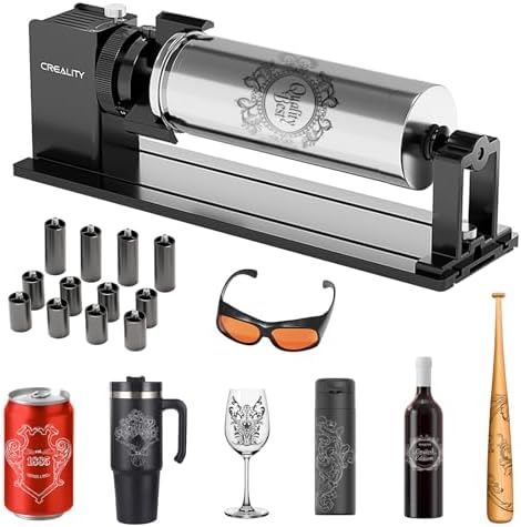 Creality Laser Rotary Roller Pro, Y-axis Rotary Chuck for Creality Series Laser Engraver, Suitable for Engraving Cylindrical Objects, Rotary Kit Includes M6 Raiser for Falcon A1, Professional Goggles