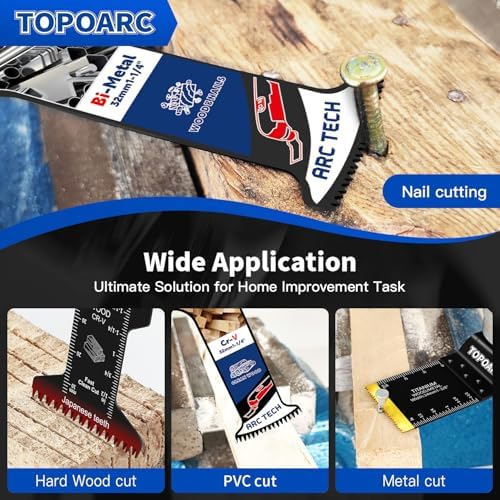 TOPOARC Oscillating Tool Blades Kits, 28PCS Titanium Multitool Blades