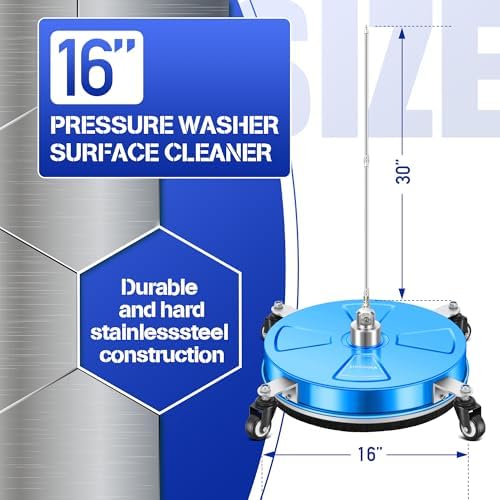 LidoDola 16'' Pressure Washer Surface Cleaner Blue, Power Washer Accessory