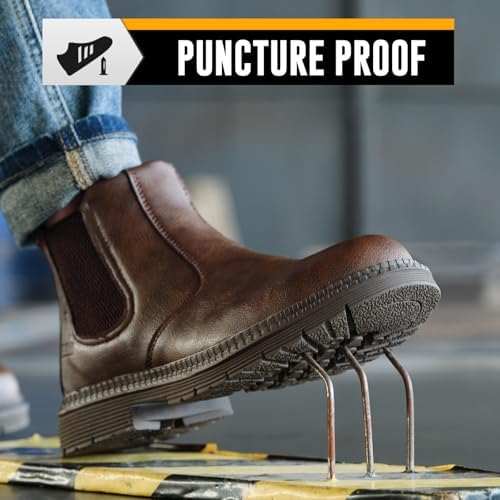 Steel Toe Boots for Men & Women,Slip On Work Boots for Construction