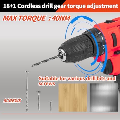 346Pcs Tool Sets, 18V Electric Power Drill Set for Men, Household Home DIY Hand Tool Kits,18+1 Clutch Cordless Power Drill Set for Thanksgiving, Christmas,Father's Day (Silver)