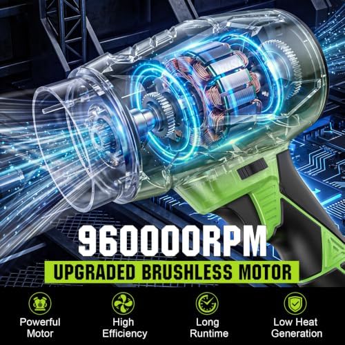 Cordless Leaf Blower, 1.8Lbs Brushless Handheld Turbo Jet Blower, 6 Speed