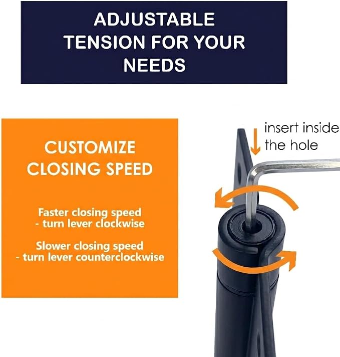A1 ProGuard - Self Closing Spring Loaded Hinges, 4 Inch, Adjustable Tension for Garage, Front, Back Door,Door Closer Hinge, Left/Right Hand, 5/8'' Radius and Square Corners, Black Color, 3 Pack