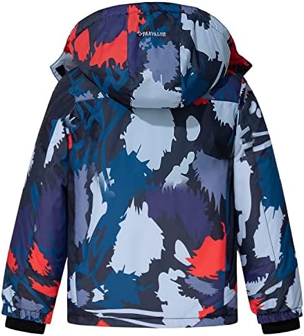 FARVALUE Boys Waterproof Ski Jacket Windproof Winter Coat Warm Snow Coat Outdoor Raincoats with Removable Hood