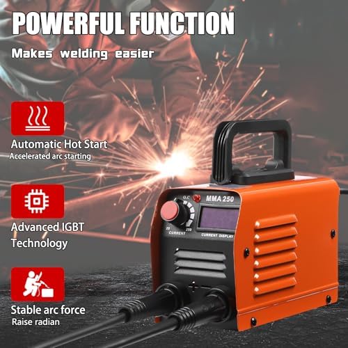 Mini Portable Welding Machine,MMA 250A 110V Stick Welder,IGBT Inverter Welder Machine,Hot Start, Arc Force, Anti-Stick,Small Welder for Beginners