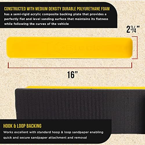 Dura-Gold Pro Series 16" K-Block Sander Firm & Flex Longboard Hand Sanding Block Pad with Hook & Loop Backing and PSA Sandpaper Conversion Adapter Pad & 80 Grit PSA Longboard Sandpaper 20 Yard Roll