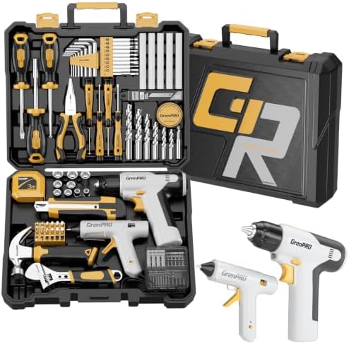 GRENPRO 188PCS Yellow Cordless Drill Tool Set For Men Tool Kit For Home Box