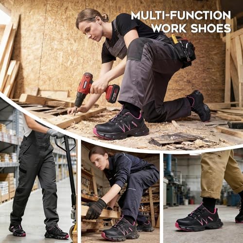 Hogent Steel Toe Shoes for Men Women - Non Slip & Lightweight Work Shoes