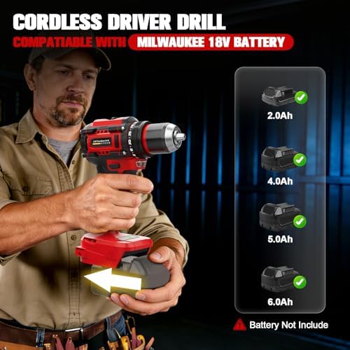Ecarke Cordless Impact Driver and Drill Combo Kit Compatible with Milwaukee 18V Battery, 3100 In-lbs 1/4" Impact Driver and 440 In-lbs 3/8'' Power Drill with Bits, Brushless, LED Light(Tool Only)