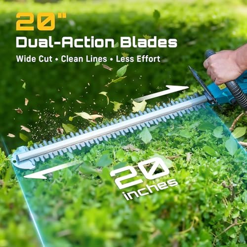 SEESII 20" Hedge Trimmer Cordless with 2× 4.0Ah Battery, Lightweight Design