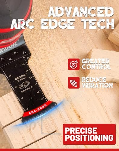EZARC Bi-Metal Arc Edge Oscillating Tool Blade, Japanese Teeth Oscillating Saw Blades for Clean Cuts in Hard Wood & Plastic, Universal Fit Multitool Blades, 10-Pack