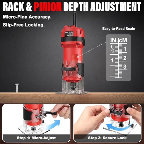TEENO Router Tool, 1.25 HP 6.5 Amp Compact Wood Router Tool for Woodworking