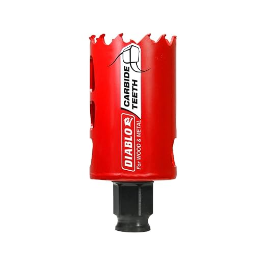 Diablo Carbide Teeth Hole Saw for Wood and Metal - Fits with Snap-Lock Plus Mandrel System, Tool-Free Plug Ejection - 1-5/8" Diameter, 2-3/8" Length - DHS1625CT