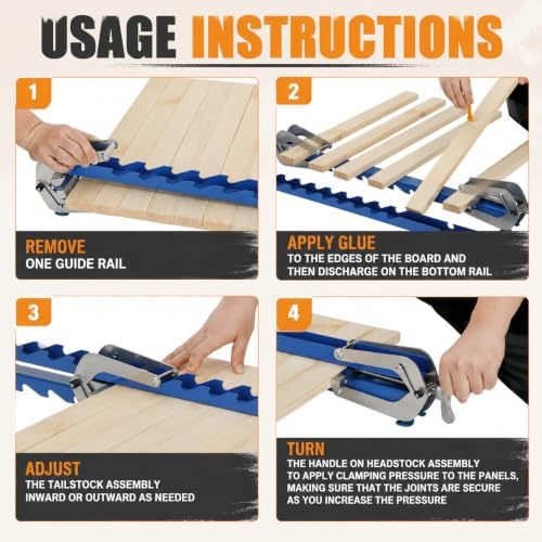 36 Inch Panel Clamps 2 Pack, 4-Way Pressure Steel Parallel Clamps, Pre-Installed Panel Clamps for Woodworking, Fits 1/2"-3" Thick & 10"-36" Wide Panels, Cutting Boards, Tabletops & Cabinet Doors
