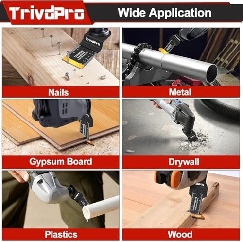 TrivdPro 52PCS Oscillating Tool Blades for Wood Plastics Metal Cutting